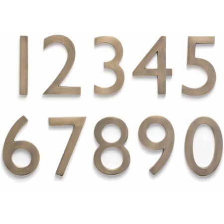 Architectural Mailboxes 5" Brass Floating House Number, Satin Nickel, 1 Image 2 of 2 Floating House Numbers, Copper House, Architectural Mailboxes, House Letters, Modern House Number, Aged Copper, Door Numbers, Dark Copper, Floating House