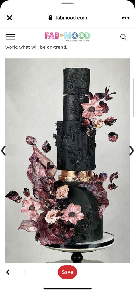 Gothic Wedding Cake, Gothic Cake, Wedding Cake Trends, Textured Wedding Cakes, Black Cake, Rose Gold Texture, Fantasy Cake, Black Wedding Cakes, Tiered Cake