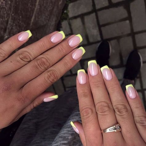 Colour French Tips Nails Acrylic, Colored French Tip Nails Acrylics, Colored French Tip Nails, Pink Tip Nails, Almond Nails French, Summer Nails 2023, Milky Nails, French Tip Acrylic Nails, Tip Nails