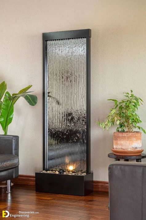 30 Creative Water Fountain Ideas for Your Home Check more at https://zugnews.com/30-creative-water-fountain-ideas-for-your-home/ Living Room Waterfall, Small Fountain Ideas Indoor, Home Water Fountain, Room Fountain, Water Fountain Ideas, Water Fountain Design, Fountain Ideas, Diy Gazebo, Indoor Water Features