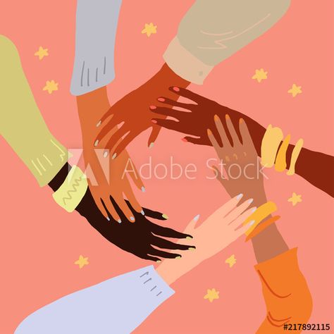 Stock Image: Illustration of a people's hands with different skin color together holding each other. Race equality, feminism, tolerance art in minimal style. Equality Illustration, Tolerance Art, Race Equality, Skin Color Chart, Skin Tightening Mask, Holding Each Other, Dark Makeup Looks, Dark Eye Makeup, Skin Paint