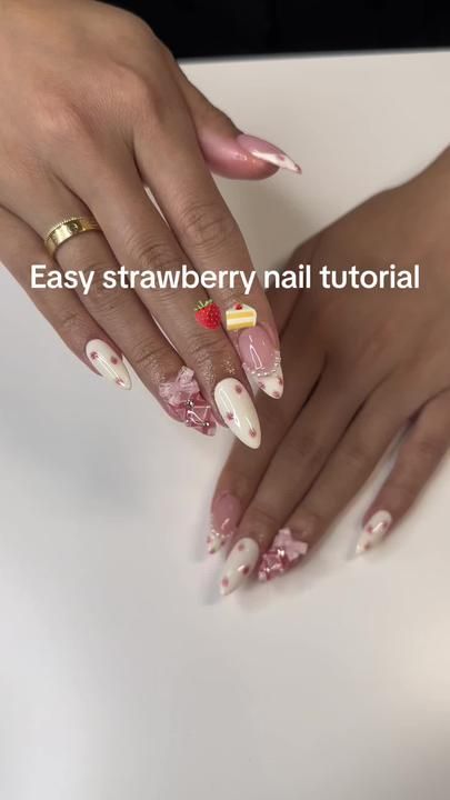 Nail Strawberry, Good Nails, Strawberry Nails, Office Nails, Neutral Nail Designs, Tape Nail Art, Nail Coat, Nails Tutorial, Pink Gel Nails