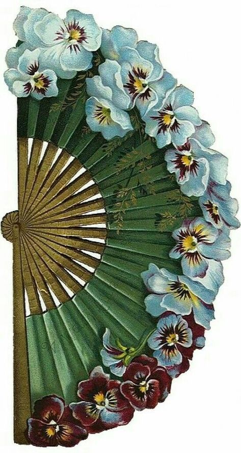 Collage Pieces, Antique Fans, Vintage Fans, Paper Fans, Hand Art, Pansies, Hand Fan, Art Inspo, Art Reference