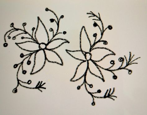 Satin stitch for flowers and German knot buds. Flower Border, Satin Stitch, Border Design, Floral Designs, Knot, Floral Design, Satin, Map, Embroidery