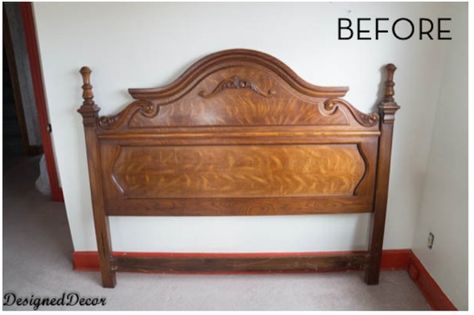 Decor Disputes: Marriage-Ending Headboard Makeover? Oak Headboard Makeover, Painted Headboard Wooden, Refinished Headboard, Headboard Redo, Headboard Makeover, Painted Headboard, Oak Headboard, Grandkids Room, Vintage Headboards