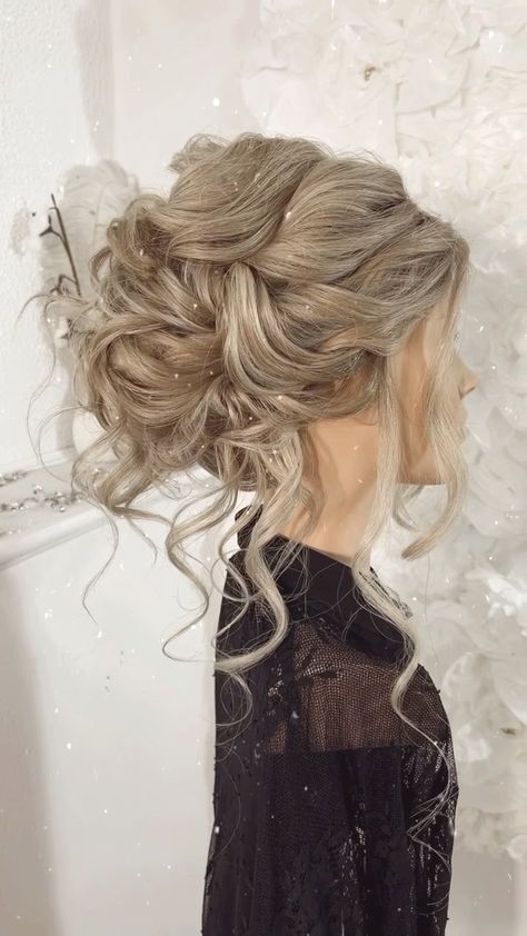 Wild Updo Hairstyles, Messy Volume Updo, Big Bridal Updo, Big Hair Updo Wedding, Bridal Updo For Thick Long Hair, Curly Ponytail Bridesmaid, Wedding Hair Western, Updo Hairstyles With Crown, Wedding Up Do’s