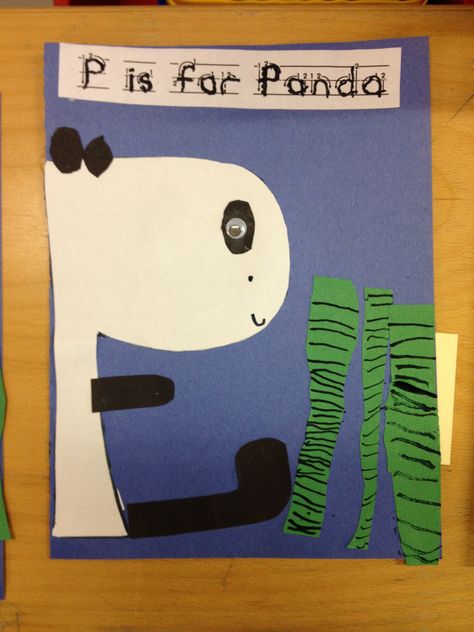 The letter P preschool kindergarten craft activity. P is for Panda P Is For Panda, Letter P Preschool, Projects For Preschool, Letter P Crafts, Kindergarten Craft Activities, Panda Craft, Panda Theme, Literacy Activities Preschool, Alphabet Crafts Preschool