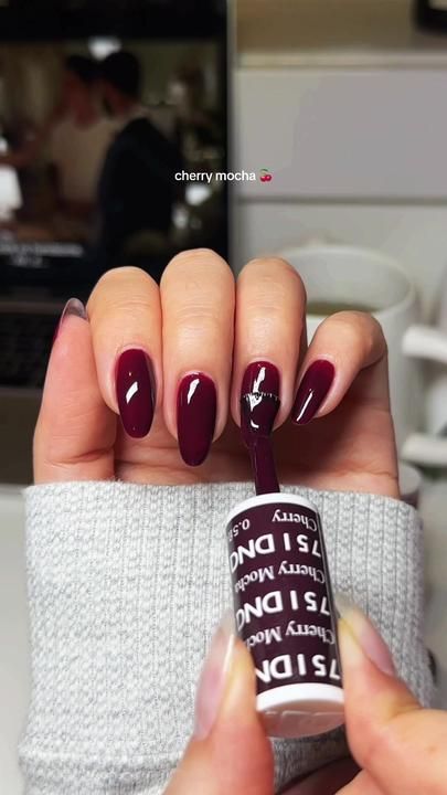 Sarah on TikTok Dnd Gel Polish Colors Dark, Dnd Burgundy Gel Polish, Dnd Gel Nail Polish, Dark Red Nails, Dnd Gel Polish, Gel Nail Colors, Gel Polish Colors, Gel Nail, Gel Nail Polish