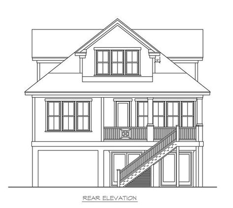 chadwick_bay_rear_elevation Beach Floor Plans, Elevated House Plans, Beach Cottage Exterior, Beach House Floor Plans, Elevated House, Coastal Cottage Style, Rear Elevation, Cottage Plans, Best Modern House Design