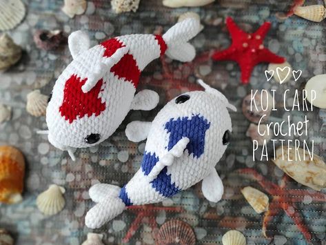 Knitted Fish, Amigurumi Fish, Crochet Fish Patterns, Fish Crochet, Fish Ideas, Crochet Fish, Easy Crochet Animals, Koi Carp, Crochet Design Pattern