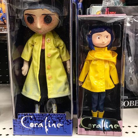 Found these #Coraline collectibles at Target. The one in the left is a replica of the Other-Mother’s spy doll while the one on the right is… Coraline Raincoat, Halloween Drinking Games, Coraline Movie, Coraline Aesthetic, Coraline Doll, Bendy Doll, Yellow Raincoat, Anime Collectibles, Pokemon Trading Card