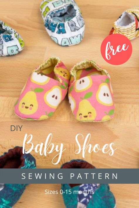 DIY Baby Shoes FREE sewing pattern (Sizes 0-15 months). You can keep little feet protected by making these handmade baby shoes which are both soft and flexible! By using just two fat quarters of fabric, these baby shoes make a great stash-busting project, or you can mix-and-match fabric designs to make multiple pairs from one yard. Sewing Baby Shoes Pattern Free, Free Baby Shoes Pattern, Reversible Baby Slippers Pattern, Felt Baby Shoes Pattern Free, Handmade Baby Shoes Tutorial, Baby Slippers Pattern Sewing, Diy Baby Shoes Pattern Free, Baby Shoes Diy Tutorial, Baby Shoes Pattern Free