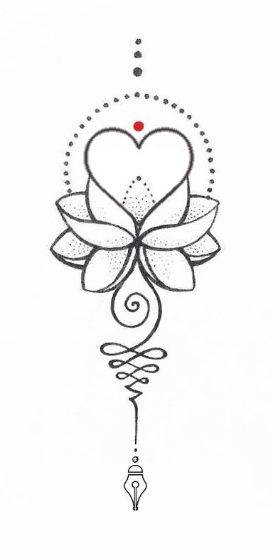 Heart Lotus Tattoo, Heart Unalome, Spiritual Doodles, Heart Chakra Tattoo, Chakra Tattoo, Unalome Tattoo, Flower Tattoo Shoulder, Mandala Tattoo Design, Cute Tattoos For Women