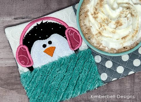 Free Downloads - Kimberbell Designs Embroidery Machine Projects Free Pattern, Embroidery Machine Projects, Kimberbell Designs, Penguin Mug, Selling Crafts, Patch Pillow, Cup Cozies, Ith Designs, Baby Applique