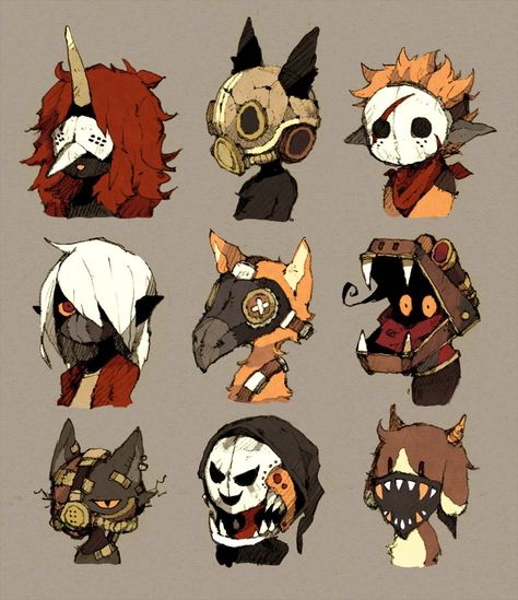 ⋆pinterest | chloeworthy⋆ Monsters Cute Drawing, Interesting Dnd Characters, Weird Character Art, Mask Ideas Art Inspiration, Cool Mask Designs, Mask Art Drawing, Monsters Character Design, Character Design Inspiration Concept Art, Character Design Monster