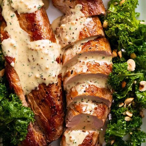 Mustard Sauce For Pork Tenderloin, Sauce For Pork Tenderloin, Mustard Sauce For Pork, Pork Fillet Recipes, Sauce For Pork, Mustard Cream Sauce, Baked Pork Tenderloin, Pork Sauce, Creamy Mustard Sauce