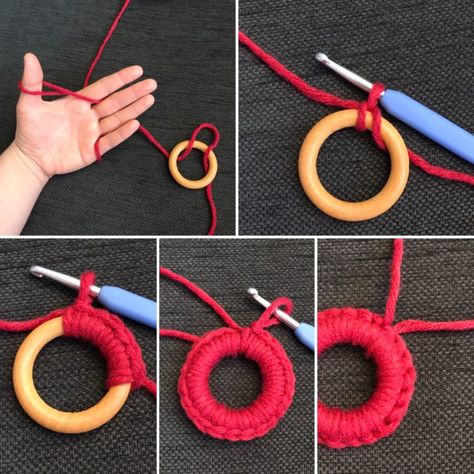 Der Farbenturm, DIY für Groß und Klein - DIY Inspiration Montessori Diy Montessori, Montessori Diy, Montessori Baby, Teether Toys, Crochet Rope, Knitted Wit, Montessori Materials, Baby Diy, Curtains With Rings