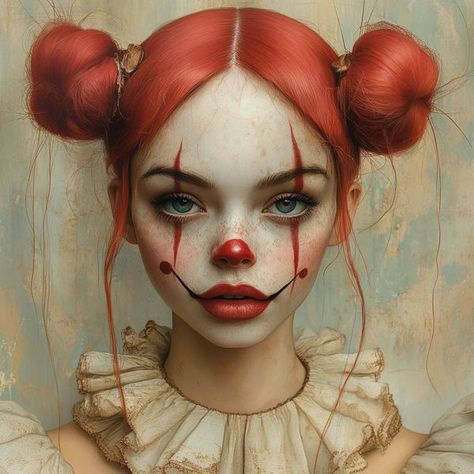 Clown Portrait Photography, Gangsta Clown Makeup, Vintage Clown Makeup, Clown Portrait, Pennywise Cosplay, Circus Makeup, Makeup Poster, Old Circus, Circus Aesthetic