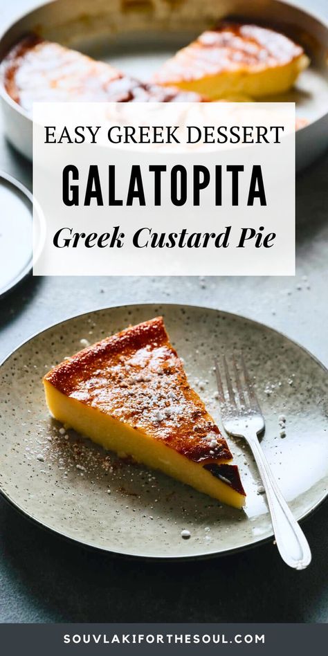 Greek Milk Pie Recipe, Easy Greek Recipes Desserts, Galopita Recipe, Cultural Dessert Recipes, Greece Food Traditional, Greek Food Recipes Authentic, Greek Desserts Easy, Greek Desert, Easy Greek Recipes