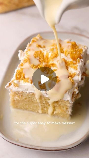 Rosie Brown on Instagram: "Cereal Milk Tres Leches 🥛 

This cake has a super moist sponge soaked in cereal milk for that sweet, creamy, malty flavour you just can’t beat. Covered sweet whipped cream and crunchy cereal it’s got everything you know and love about your favourite bowl of cereal. 

This cake requires no eggs and can be made without dairy and the best part is you can use your favourite kind of cereal for this super easy to make dessert. 

This recipe is part of my exclusive subscriber content and can be accessed via subscription either via Instagram subscription or website subscription (link in my bio for both options) or comment ‘recipe’ and I’ll send the subscription details straight to you! ✨

#cerealmilk #tresleches #summercake #summerdessert #dessert #cake #easyrecipes #re 3 Leches Cake, Tres Leches Cake Recipe, Sweet Whipped Cream, Make Dessert, Cereal Milk, Bowl Of Cereal, Easy To Make Desserts, Tres Leches Cake, Summer Cakes