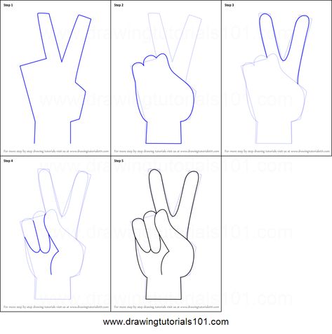 How to Draw Peace Sign Hand printable step by step drawing sheet : DrawingTutorials101.com Peace Sign Drawing, Hand Step By Step, Drawing Anime Hands, Drawing Hairstyles, Peace Sign Hand, Girl Face Drawing, Drawing Cartoon Faces, Anime Hands, Drawing Sheet