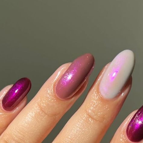 Yaritza on Instagram: "Happy #mooncatmonday !! 💖 For this week’s theme I went with 3 shades that I’ve been wanting to use together.   Shades used: @mooncat (2 coats of each polish) Freshly Bitten Lovebomb Petals For A Narcissist   Thank you to @colourftw for hosting!" Purple Nail Colors Shades, Different Purple Nails Shades, Mooncat Nails, Mooncat Nail Polish Ideas, Mooncat Nail, Mooncat Nail Polish, Shades Of Purple Nail Polish, Gray Nail, Nail Polish Destash