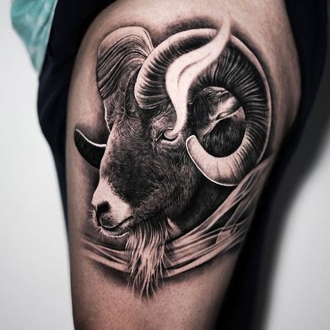 `The goat's business is none of the sheep's concern´ @moretats_ #animaltattoo #tattoo #tattooideas #tattoolove #tattooinspiration #besttattooartist #animalstattoo #goattattoo #wildanimaltattoo #goat #smokeyeyes Ram Tattoo For Men, Black Goat Tattoo, Goat Tattoo Design, Ram Tattoos, Tattoo Goat, Mechanic Logo Design, Goat Tattoo, Wild Goat, Animals Tattoos