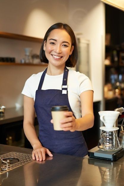 Takeaway Coffee Cup, Starbucks Design, Cafe Counter, Takeaway Coffee, Coffee Shop Branding, Coffee Shop Photography, Coffee Shot, Cafe Branding, Girl Apron