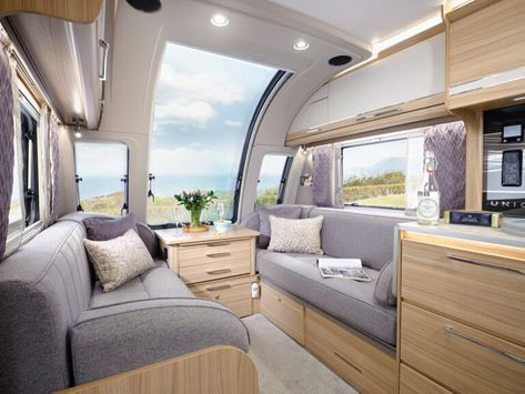 #ad #travel #travelling #caravans #holiday #caravanholiday #adventureholiday Bailey Caravans, Light Oak Furniture, Luxury Caravans, Cold Water Shower, Family Layout, Touring Caravan, Caravans For Sale, Sliding Table, Cosy Bedroom