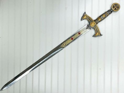 38" Templar Knights Sacred Holy Longsword Ornate Steel Replica Medieval Sword Strider Aragon sword Anduril sword Best Gift For Any Occasion Templar Knights, Knight On Horse, Crusader Cross, Swords Medieval, King Richard, The Holy Land, Cool Swords, Medieval Knight, Holy Land