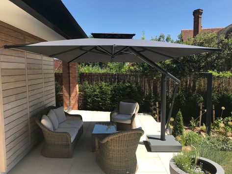 Side Arm / Cantilever Parasol - Surrey - Wells Umbrellas Outside Seating Area, Commercial Umbrellas, Cantilever Parasol, Cantilever Patio Umbrella, Garden Parasol, Offset Patio Umbrella, Outside Seating, Garden Parasols, Garden Umbrella