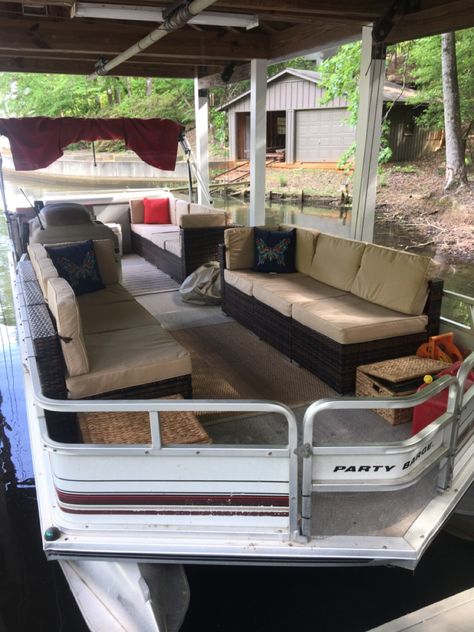 Pontoon Boat Diy Seats, Pontoon Makeover Diy, Pontoon Boat Makeover Ideas, Pontoon Boat Ideas Diy Seats, Pontoon Restoration Ideas, Pontoon Seating Ideas, Diy Pontoon Boat Seats, Diy Pontoon Boat Remodel, Pontoon Makeover Ideas