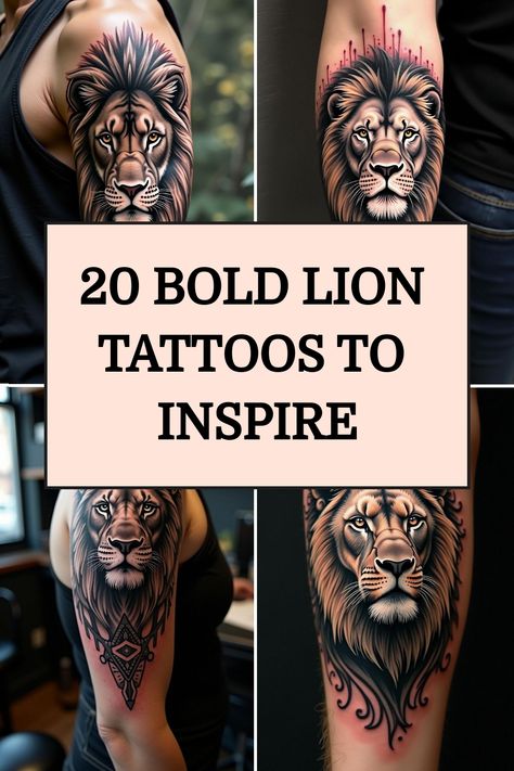 20 Bold Lion Tattoos to Inspire Lion Tatoos Woman, Angry Lion Tattoo Design, Realistic Lion Tattoo Design, Lion Tattoo Men, Roaring Lion Tattoo, Lion Chest Tattoo, Lion Shoulder Tattoo, Lion Forearm Tattoos, Unique Wrist Tattoos