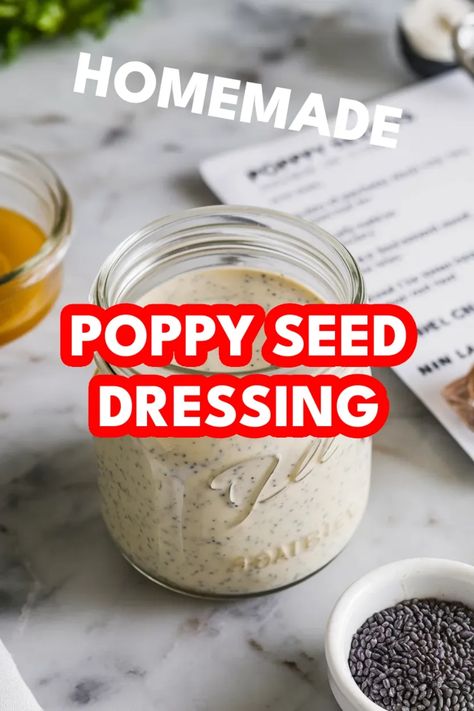 A photo of a  Homemade Poppy Seed Dressing a Homemade Salad Dressing Homemade Poppy Seed Dressing, Best Salad Dressing Recipe, Poppy Seed Salad Dressing, Poppyseed Dressing Recipe, Healthy Salad Dressing Recipes, Poppy Seed Salad, Best Salad Dressing, Make A Salad, Seed Salad