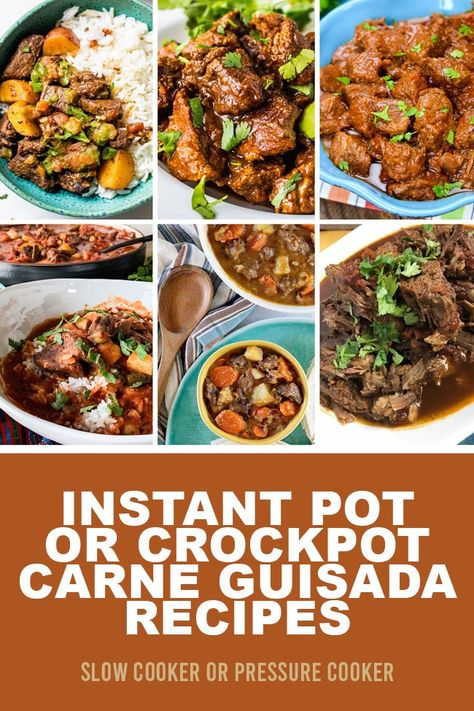 These Carne Guisada Recipes give you lots of options for this delicious Latin stew that's served in a bowl or inside tortillas. This post has ten options for Carne Guisado, and quite a few of the recipes can be a low-carb meal, enjoy! [featured on Slow Cooker or Pressure Cooker] SlowCookerCarneGuisada #InstantPotCarneGuisada #CarneGuisadaRecipes Carne Guisada Recipe Slow Cooker, Carne Guisada Recipes, Authentic Carne Guisada Recipe, Carne Guisado, Easy Carne Guisada Recipe, Carne Guisada Recipe Mexican, Slow Cooker Brisket, Carne Guisada, Recipes Instant Pot