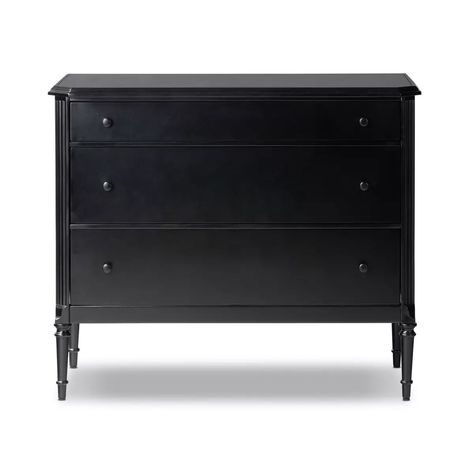 Lendon 3 Drawer Dresser Black Four Hands Metal Dresser, Classic Moulding, Armoire Dresser, Bachelors Chest, 3 Drawer Dresser, Prospect Park, Small Table Lamp, Turned Leg, Amber Interiors