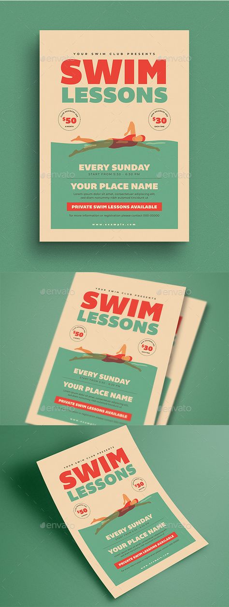 Private Lessons Flyer, Swim Club, Swim Lessons, Font Names, Design Reference, Swimming, Layout, Design