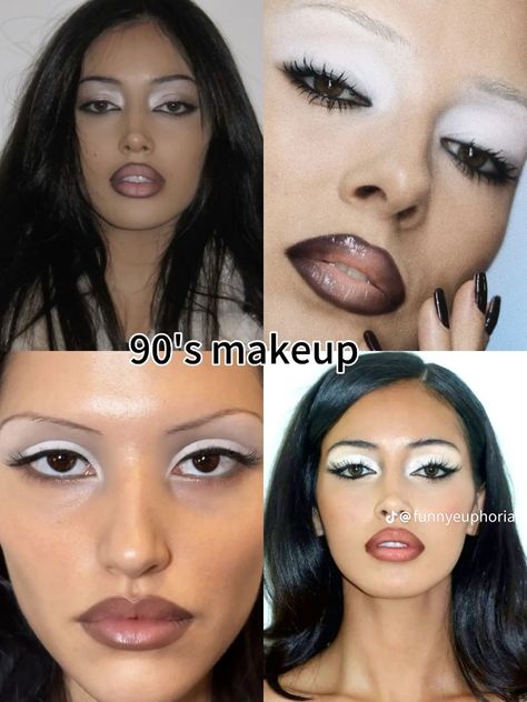 90s Baddie Makeup, 90’s Eyebrows, Gangster Makeup, 90s Makeup Looks Black Women, 90s Glam Makeup, 90s Makeup Looks, 90s Eye Makeup, 90s Makeup Tutorial, Chicana Makeup