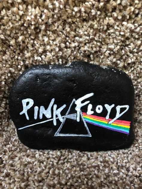 Pink Floyd Painted Rock | Etsy Rock Band Painted Rocks, Outlet Covers Painting, Funny Rocks, Famous Album Covers, Pink Floyd Art, Painted River Rocks, Funny Rock, 1 March, Diy Rock Art