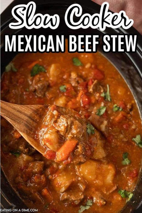 Beef Stew With Sweet Potatoes Crockpot, Slow Cooker Mexican Beef, Crock Pot Mexican, Beef Stew Crock, Mexican Beef Stew, Beef Stew Ingredients, Fall Crockpot, Slow Cooker Mexican, Mexican Stew