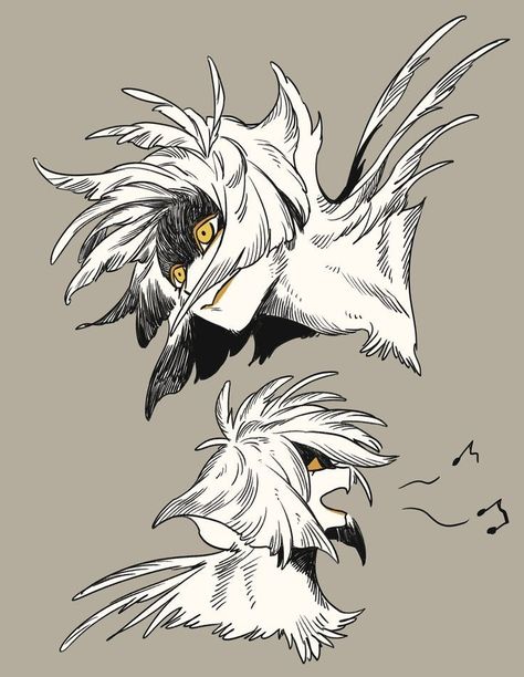 Axolotl Creature Design, Fluffy Coat Drawing, Human Bird Oc, Bird Oc Art, Bird People Character Design, Half Bird Half Human, Harpy Character Design, Harpy Art, Cryptid Oc