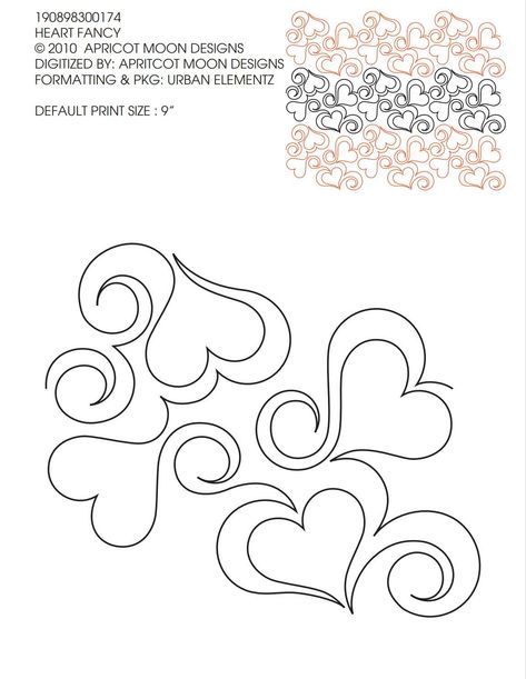 Heart Fancy - Longarm Quilting Pattern Heart Quilting Designs, Longarm Quilting Designs Edge To Edge, Fmq Borders, Edge To Edge Quilting Designs, Edge To Edge Quilting, Long Arm Quilting Patterns, Quilting Motifs, Heart Quilt Pattern, Free Motion Quilting Patterns