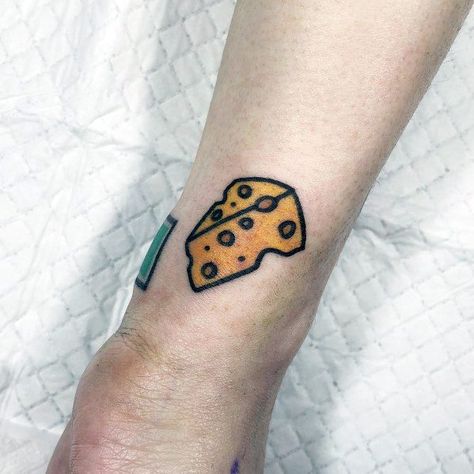 50 Cheese Tattoo Ideas For Men - Cheddar Designs Cheese Tattoo Ideas, Cheese Tattoo, Cheese Art, Food Tattoos, Work Tattoo, Tattoo Templates, Hand Tattoos For Women, Leg Tattoos Women, Tattoo Ideas For Men