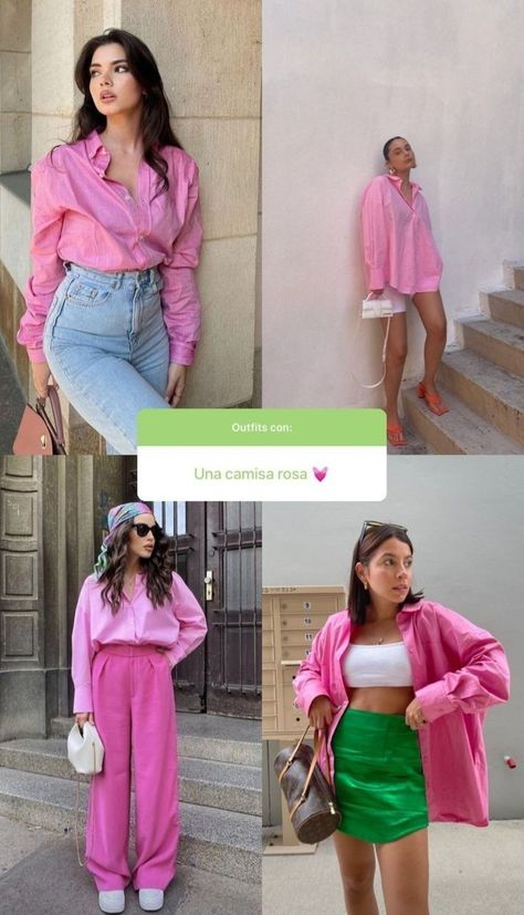 Pink And Emerald Green Outfit, Pink Blue Outfit, Pink Shirt Outfit, Summer Day Outfits, Outfits Preppy, Color Combos Outfit, Trendy Spring Outfits, Color Blocking Outfits, Outfit 2022