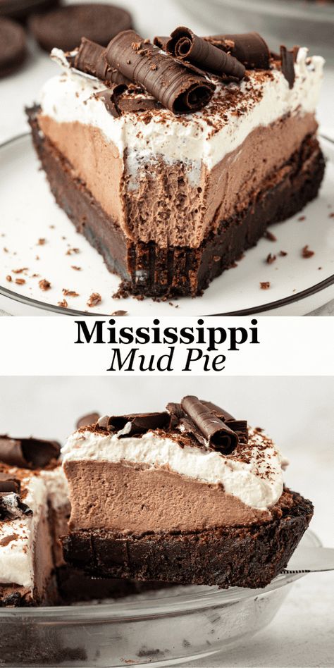 I grew up eating mud pie and have been making this dessert for as long as I can remember. Over the years, I've perfected my recipe using all of my baking experience, into the absolute best version of Mississippi mud pie! Mississippi Mud Pie Easy, Mudslide Pie Recipe, Mud Recipe, Mud Pie Recipe, Treat Maker, Mississippi Mud Cake, Mississippi Mud Pie, Icebox Cake Recipes, Cookie Cookbook