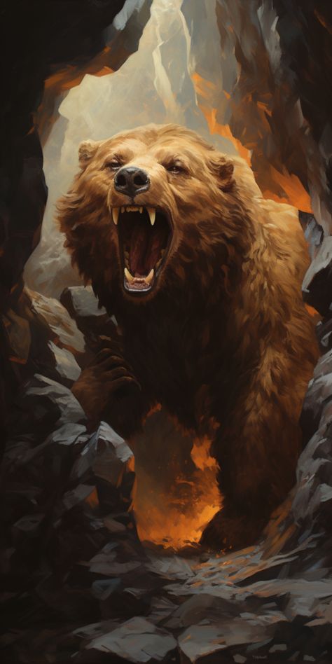 Fantasy Bear Art, Celtic Monsters, Dire Bear, Mythology Monsters, Short Faced Bear, Pathfinder Rpg Characters, Bear Cave, Cave Bear, Bear Attack