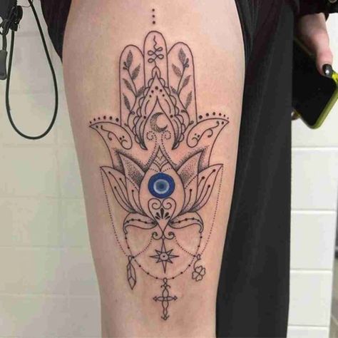 Back Tattoo Women Spine Evil Eye, Hamsa Tattoo With Evil Eye, Mother Daughter Tattoos Evil Eye, Evil Eye Sleeve Tattoo, Evil Eye Back Tattoo Women, Hamsa Hand Evil Eye Tattoo, Evil Eye Dream Catcher Tattoo, Evil Eye Hand Tattoos For Women, Hamsa With Evil Eye Tattoo