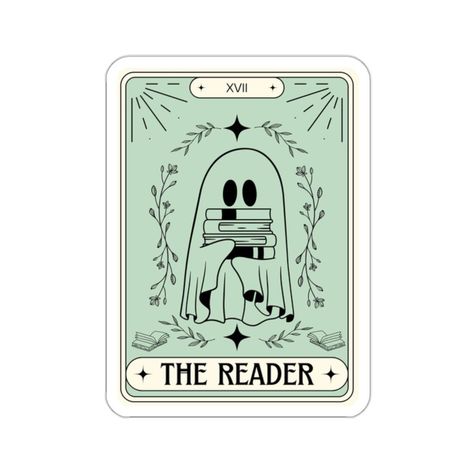 Are you looking for the perfect The Reader Tarot Card Sticker Spooky Books Ghost Sticker for Reader BookTok Reading Journal Sticker Bookish Ghost The Reader Cute Sticker, then look no further! .: Made 100% with durable vinyl that comes with strong 3M glue for decorations that last. Perfect for spicing up indoor decor (not waterproof). .: Choose between 4 sizes to match your needs. All stickers are 0.004" (1mm) thick and come with a stylish glossy finish. Production time: 1-2 days Shipping time: Reading Journal Stickers, Booktok Stickers, Reader Stickers, Stickers For Kindle, The Reader Tarot Card, Spooky Books, Tarot Card Reader, Tarot Card Tattoo, Card Tattoo Designs