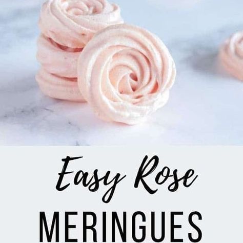 Rose Meringues - learn how to make rose-scented pink meringue roses! These are the perfect gift for the Easter or Valentines holidays but also make a great cake decoration. Meringue Roses, How To Make Rose, Meringue Cookies, Simple Rose, Gel Food Coloring, Derby Day, Rose Scented Products, Cake Decoration, Rose Water