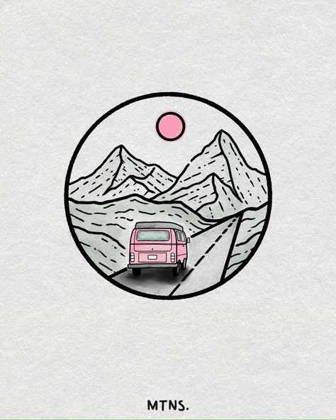 The summer is for travel…and van drawings are always fun. Which colour is the best? #vanlife #inkpenart #mountaindrawing #handdrawnillustration #travelart Van Drawing, Tattoo Designer, Ink Pen Art, Mountain Drawing, Ipad Art, August 9, Life Tattoos, Camper Van, Van Life